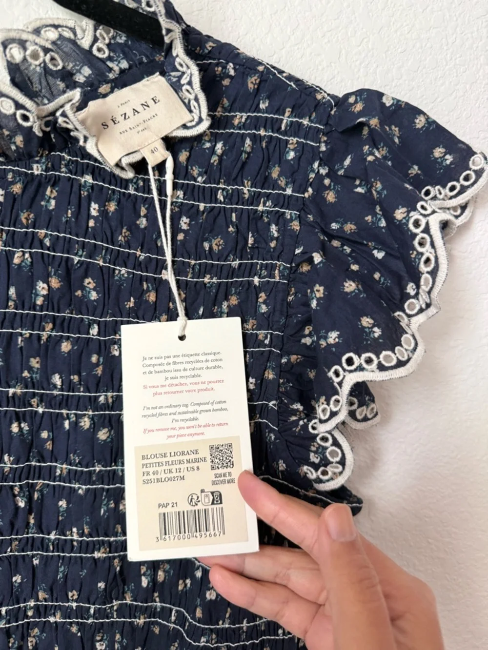 Sezane Liorane Blouse in Marine Floral Print - Picture 4 of 6